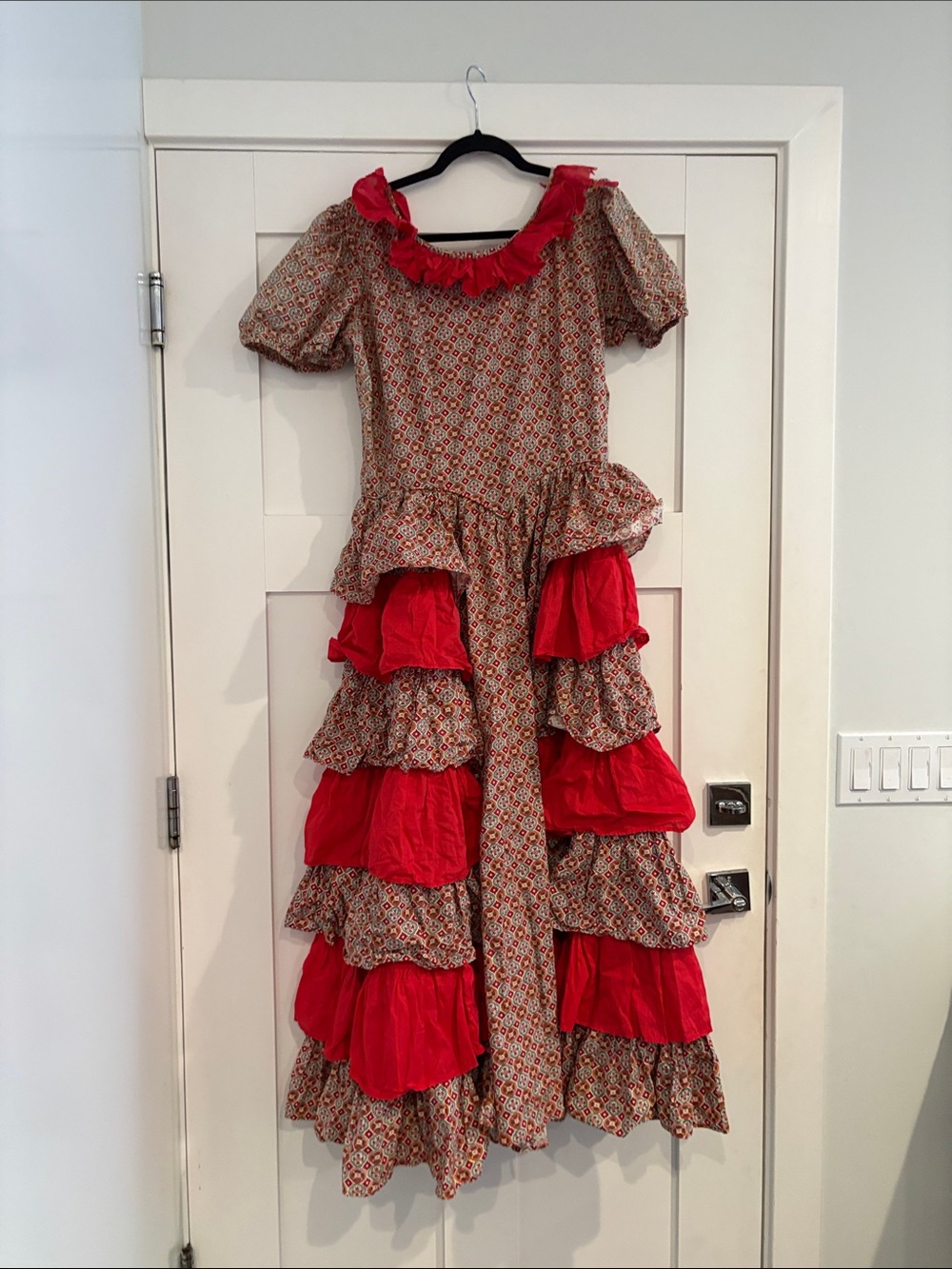 Red Tiered Ruffle Maxi Dress